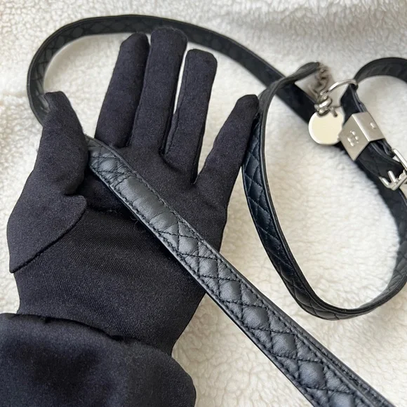 Auth Chanel Black Quilted CC Logo Dog Collar & Leash Set - Size Small - Picture 12 of 15